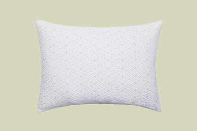 Recovery Pillows Relief Series pillow, front view, white air layer jacquard cover with woven pattern